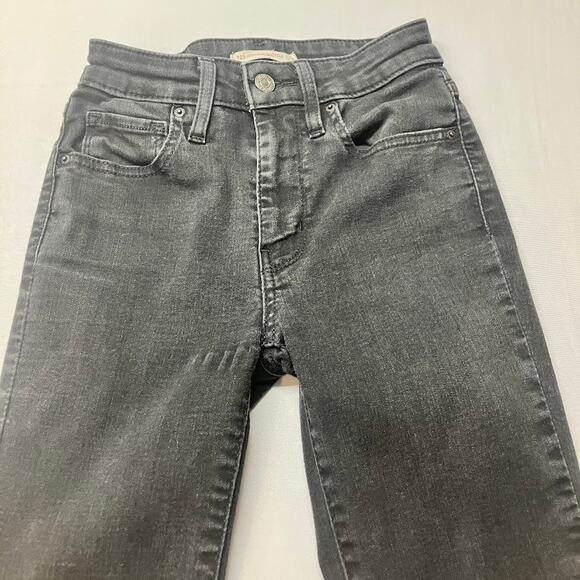 Levis 725 High Rise Bootcut Jeans Womens Size 24 Waterless Black Denim - Picture 6 of 9